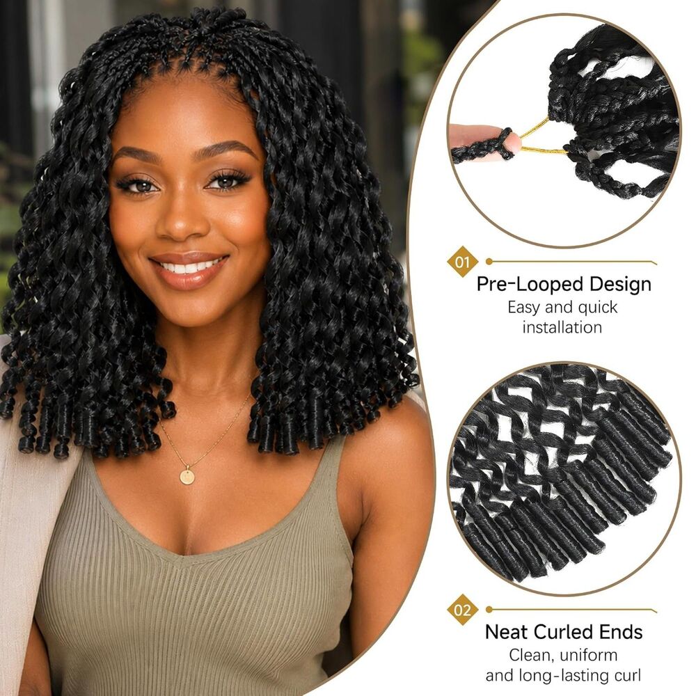 12in Pre-Twisted Gogo Curl Jamaican Bounce Crochet Braids 1B 7 Packs